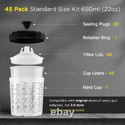 Complete Paint System for HVLP & LVLP Guns 22 Oz Cup with 45 Disposable Liners