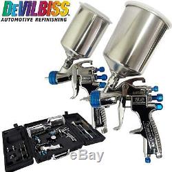 DeVilbiss SLG-650 Gravity Fed Compliant & HVLP Spray Guns + Guage & Cleaning Kit