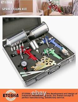 ETOSHA HVLP Spray Gun Set 3pcs, Auto Paint Primer withAir Regulator & Maintenance