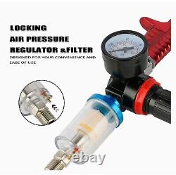 ETOSHA HVLP Spray Gun Set 3pcs, Auto Paint Primer withAir Regulator & Maintenance