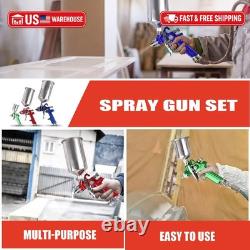 ETOSHA HVLP Spray Gun Set 3pcs, Auto Paint Primer with Air Regulator & Maintenan