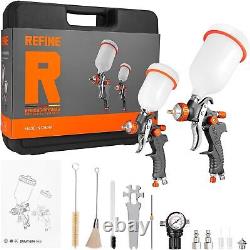 HVLP Air Gravity Spray Gun Sets 2-Spray Paint Gun 1.0mm 100ml & 1.4/1.7mm