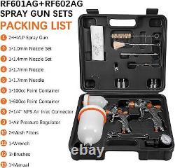 HVLP Air Gravity Spray Gun Sets 2-Spray Paint Gun 1.0mm 100ml & 1.4/1.7mm