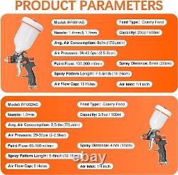 HVLP Air Gravity Spray Gun Sets 2-Spray Paint Gun 1.0mm 100ml & 1.4/1.7mm