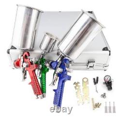 HVLP Air Gravity Spray Gun kit for Painting 1.0mm 1.4mm&1.8mm Needle Nozzle Set