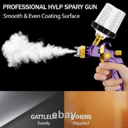 HVLP Air Paint Gun Purple, 600cc Cup, Compressor Regulator