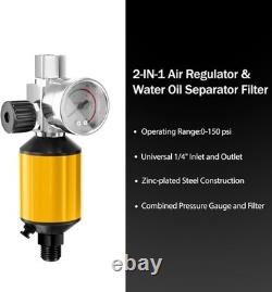 HVLP Air Paint Gun Purple, 600cc Cup, Compressor Regulator