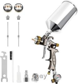 HVLP Air Spray Gun 1000ml Gravity Feed 1.4/1.8mm Nozzles Stainless Steel
