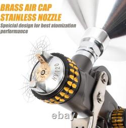 HVLP Air Spray Gun 1000ml Gravity Feed 1.4/1.8mm Nozzles Stainless Steel