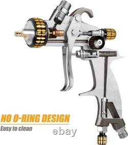 HVLP Air Spray Gun 1000ml Gravity Feed 1.4/1.8mm Nozzles Stainless Steel