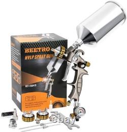 HVLP Air Spray Gun 1000ml Gravity Feed 1.4/1.8mm Nozzles Stainless Steel