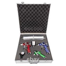 HVLP Air Spray Gun Kit Green Auto Paint Car Basecoat Clearcoat Green Red Blue