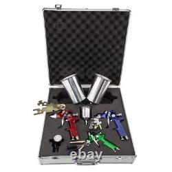 HVLP Air Spray Gun Kit Green Auto Paint Car Basecoat Clearcoat Green Red Blue