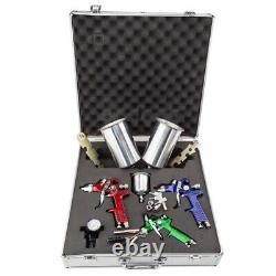 HVLP Air Spray Gun Kit Green Auto Paint Car Basecoat Clearcoat Green Red Blue