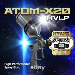 HVLP Atom X20 Automotive Paint Spray Gun WITH FREE GUNBUDD ULTRA LIGHTING SYSTEM