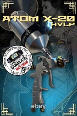 HVLP Auto Paint Gun New Atom X20 Solvent/Waterborne with FREE GUNBUDD LIGHT