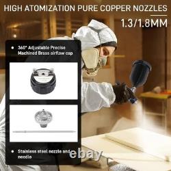 HVLP Spray Gun, 1.3 mm and 1.8 mm Stainless Steel Air Spray Gun, 600 ml and 4