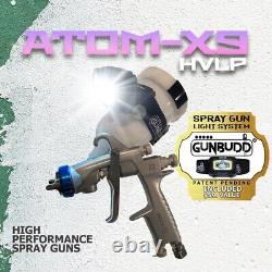 HVLP Spray Gun ATOM Mini X9 Automotive Paint Spray With FREE GUBUDD LED LIGHT