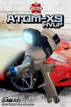 HVLP- Spray Gun Gravity Feed Paint Gun ATOM MINI X9 With FREE GUNBUDD GUN LIGHT