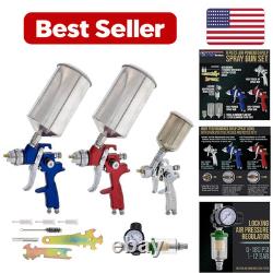 HVLP Spray Gun Kit 3 Pack Multicolor Stainless Steel