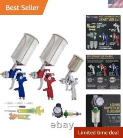 HVLP Spray Gun Kit for Auto Paint Set of 3 Sprayers 1.0mm, 1.4mm, 1.8mm wit