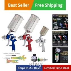 HVLP Spray Gun Kit for Auto Paint Set of 3 Sprayers 1.0mm, 1.4mm, 1.8mm wit