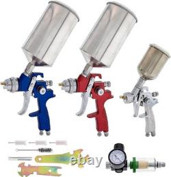 HVLP Spray Gun Kit for Auto Paint Set of 3 Sprayers 1.0mm, 1.4mm, 1.8mm wit