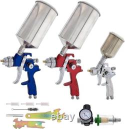 HVLP Spray Gun Kit for Auto Paint Set of 3 Sprayers 1.0mm, 1.4mm, 1.8mm wit