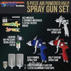 HVLP Spray Gun Kit for Auto Paint Set of 3 Sprayers 1.0mm, 1.4mm, 1.8mm wit