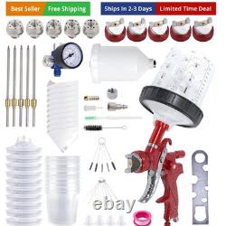 HVLP Spray Gun With 1.4/1.7/2.0/2.5/3.0mm 5 Nozzles, Air Spray Paint Gun With10
