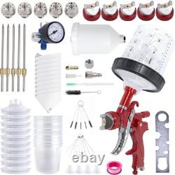HVLP Spray Gun With 1.4/1.7/2.0/2.5/3.0mm 5 Nozzles, Air Spray Paint Gun With10