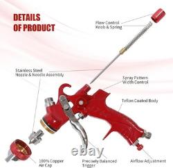 HVLP Spray Gun With 1.4/1.7/2.0/2.5/3.0mm 5 Nozzles, Air Spray Paint Gun With10