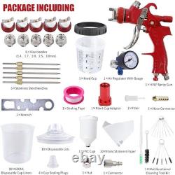 HVLP Spray Gun With 1.4/1.7/2.0/2.5/3.0mm 5 Nozzles, Air Spray Paint Gun With10