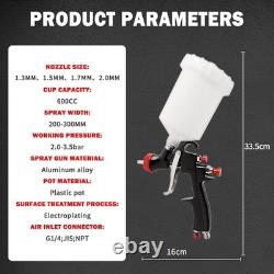 High Pressure Spray Gun HVLP for Automotive Painting with Adjustable 4 Nozzles