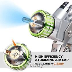 Huepar HVLP Gravity Feed Air Spray Gun with 3 Knobs for Full Adjustment 1.3mm