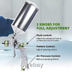 Huepar HVLP Gravity Feed Air Spray Gun with 3 Knobs for Full Adjustment 1.3mm