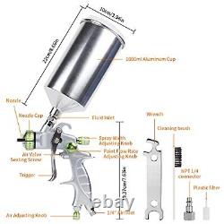 Huepar HVLP Gravity Feed Air Spray Gun with 3 Knobs for Full Adjustment 1.3mm