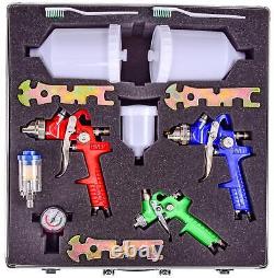 JEGS 81224 HVLP Pro Spray Gun & Detail Kit 8-Piece Kit Includes (3) Spray Guns