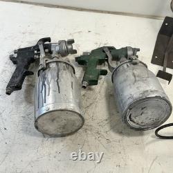 Lot Of 5 HVLP Spray Guns 2 Stands AirAce SGGH90 ATD Tools With 4 Metal Canister