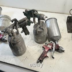 Lot Of 5 HVLP Spray Guns 2 Stands AirAce SGGH90 ATD Tools With 4 Metal Canister