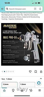 Master Elite PRO-55 Series High-Performance HVLP Pressure Feed Spray Gun with 1