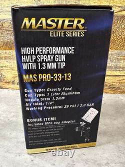 Master Elite Series High Performance HVLP Spray Gun With 1.3 MM Tip MAS Pro-33-13
