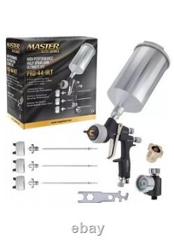 Master Elite Ultimate HVLP Spray Gun 1.3, 1.4, 1.5mm Fluid Tip Set Air Regulator