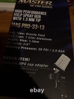 Master HP Pro 33 Series HVLP Spray Gun, 1.3mm Tip, Air Regulator, Auto Car Paint