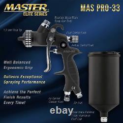 Master HP Pro-33 Series HVLP Spray Gun, 1.3mm Tip, Air Regulator, Auto Car Paint