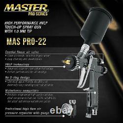 Master Pro 22 HVLP Touch Up Spray Gun, 1.0mm Tip, Air Pressure Regulator, Detail