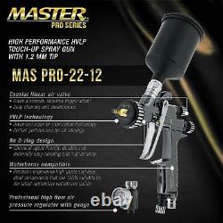Master Pro 22 Series HVLP Spray Gun, 1.2mm Tip, Air Regulator, MPS Cup Adapter