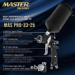 Master Pro 33 Series HVLP Spray Gun, 2.5mm Tip, Air Regulator, Auto Paint Primer