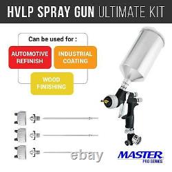 Master Pro Ultimate HVLP Spray Gun 1.3, 1.4, 1.5mm Fluid Tip Sets Air Regulator