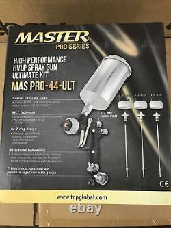 Master Pro Ultimate HVLP Spray Gun 1.3, 1.4, 1.5mm Fluid Tip Sets Air Regulator
